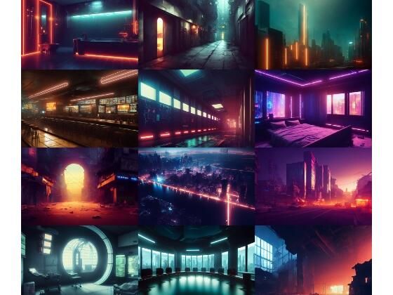 【サイバーパンク、SF系背景】著作権フリーの高解像度画像（100枚） (同人誌)