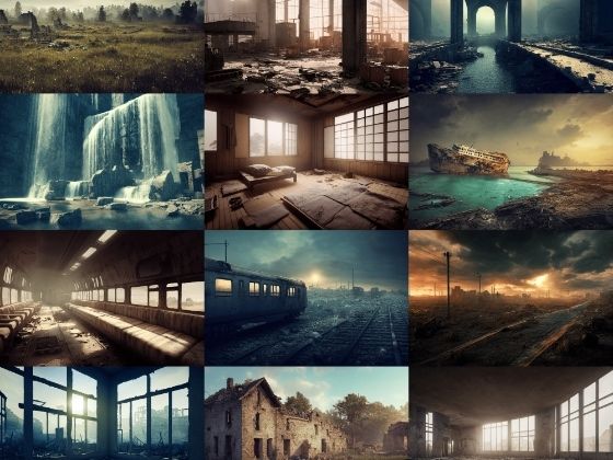 【ポストアポカリプス、廃墟背景】著作権フリーの高解像度画像（100枚） (同人誌)