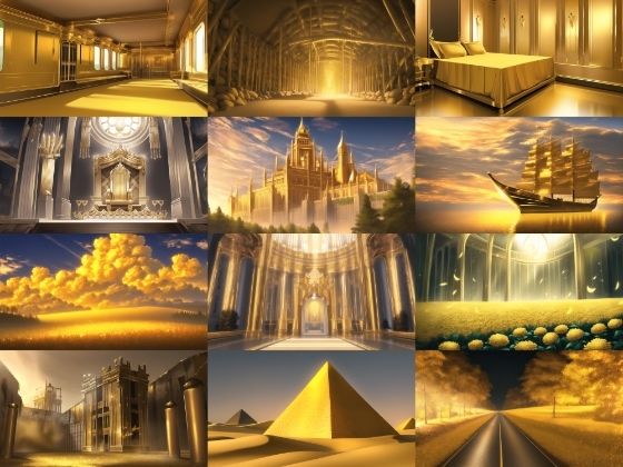 【アニメ調の黄金郷系背景】著作権フリーの高解像度画像（100枚） (同人誌)