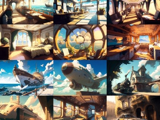 【美麗で幻想的な乗り物系の背景】著作権フリーの高解像度画像（100枚） (同人誌)