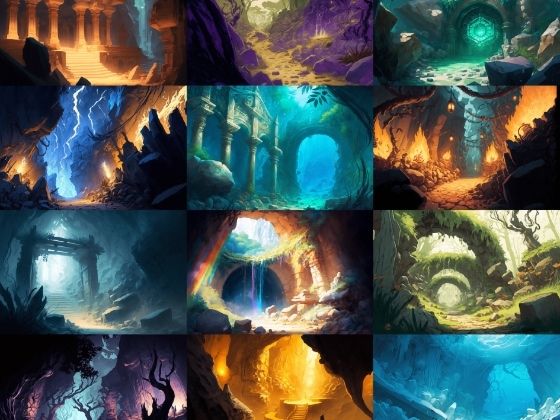 【美麗で幻想的なダンジョン背景】著作権フリーの高解像度画像（100枚） (同人誌)