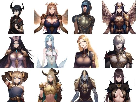 【亜人キャラクター立ち絵1】著作権フリーの高解像度画像素材（100枚） (同人誌)