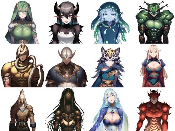 【亜人キャラクター立ち絵2】著作権フリーの高解像度画像素材（100枚） (同人誌)