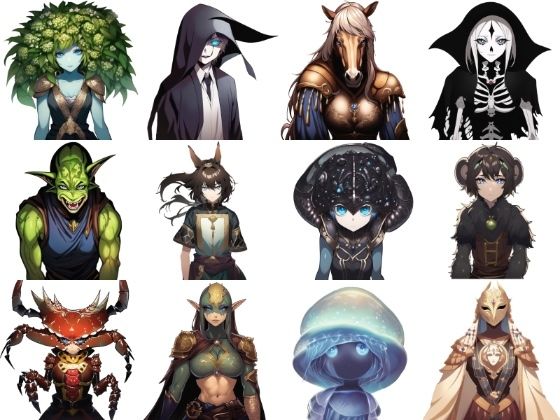 【亜人キャラクター立ち絵3】著作権フリーの高解像度画像素材（100枚） (同人誌)