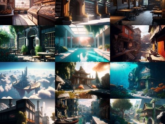 【超リアルな街や施設の背景】著作権フリーの高解像度画像（100枚） (同人誌)