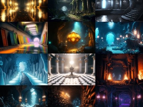 【超リアルなダンジョン背景】著作権フリーの高解像度画像（100枚） (同人誌)