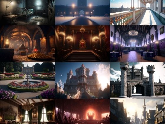 【超リアルな城や室内の背景】著作権フリーの高解像度画像（100枚） (同人誌)