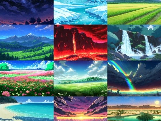 【アニメ映画風の自然系背景】著作権フリーの高解像度画像（100枚） (同人誌)