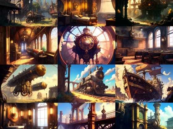 【美麗幻想的スチームパンク背景】著作権フリーの高解像度画像（100枚） (同人誌)