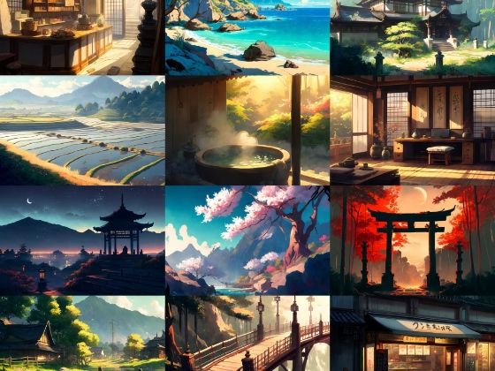 【美麗で幻想的な和風系の背景】著作権フリーの高解像度画像（100枚） (同人誌)