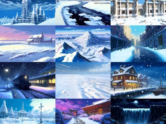 【アニメ映画風の雪国系の背景】著作権フリーの高解像度画像（100枚） (同人誌)