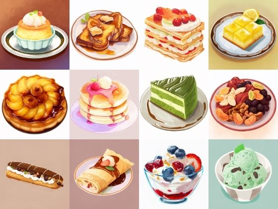 【色々なデザートのイラスト】著作権フリーの高解像度画像（100枚） (同人誌)