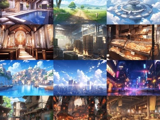 【繊細で芸術的な街や村系背景】著作権フリーの高解像度画像（100枚） (同人誌)