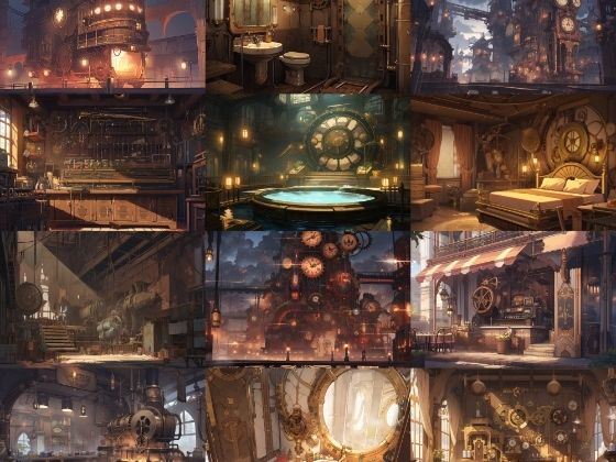 【繊細芸術的スチームパンク背景】著作権フリーの高解像度画像（100枚） (同人誌)