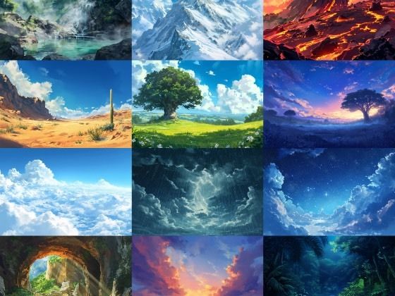 【絵画的な自然系の背景】著作権フリーの高解像度画像（100枚） (同人誌)