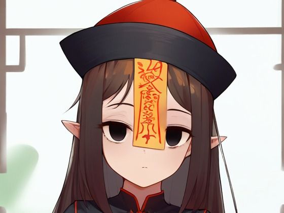 キョンシーの女の子が催●にかかってスカートをたくし上げている画像 (同人誌)