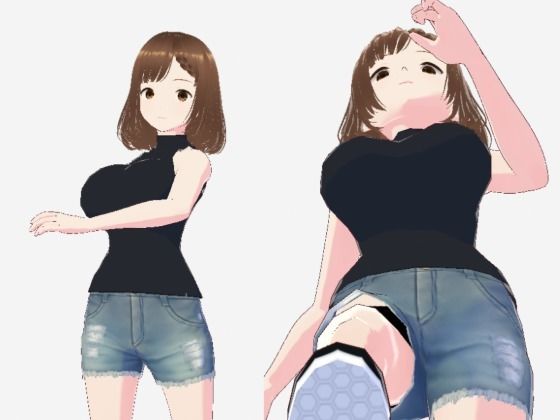 黒いノースリーブにデニムのショートパンツのお姉さん（セリフなし  3DCGモデル  イラスト集） (同人誌)