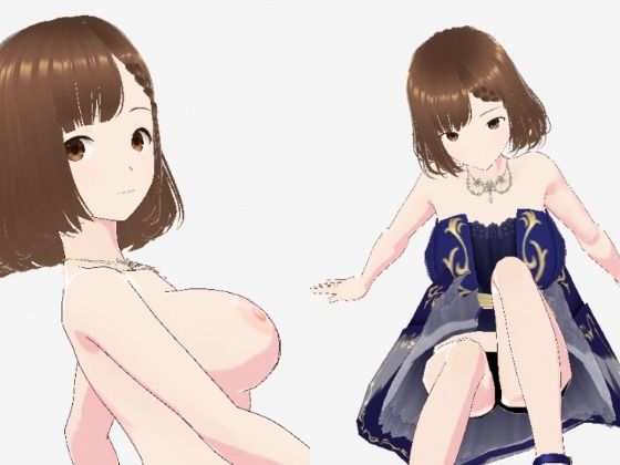 青いドレスを着た巨乳のお姉さん（セリフなし  3DCGモデル  イラスト集） (同人誌)