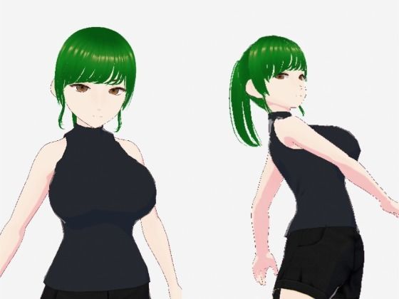 グリーンヘアーのツンデレ美女（セリフなし  3DCGモデル  イラスト集） (同人誌)