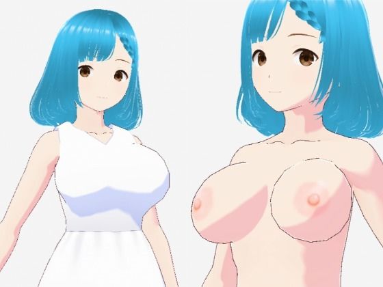 白いワンピースにシアン色の髪の巨乳お姉さん（セリフなし  3DCGモデル  イラスト集） (同人誌)