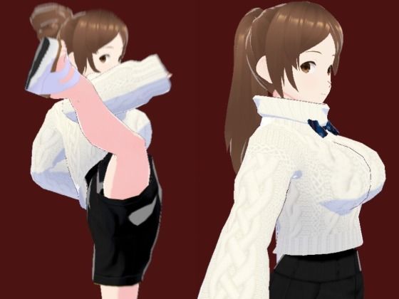 白いタートルネックセーターに黒いショートパンツのお姉さん（セリフなし  3DCGモデル  イラスト集） (同人誌)