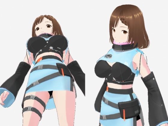 未来から来たような水色の服の巨乳のお姉さん（セリフなし 3DCGモデル イラスト集） (同人誌)