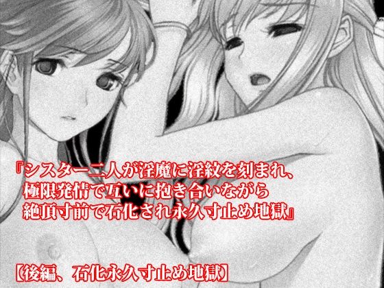 『シスター二人が淫魔に淫紋を刻まれ、極限発情で互いに抱き合いながら絶頂寸前で石化され永久寸止め地獄』【後編、石化永久寸止め地獄】 (同人誌)