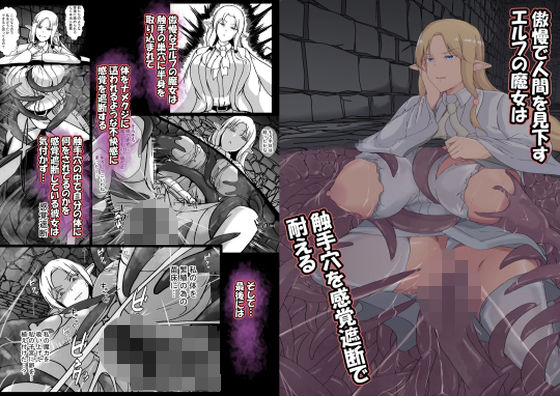 傲慢で人間を見下すエルフの魔女は触手穴を感覚遮断で耐える (同人誌)